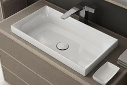 Built-in countertop sinks in the bathroom photo