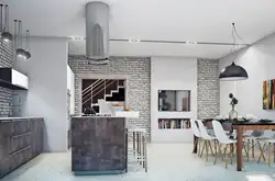 Шпалеры стыль Лофт ў інтэр'еры кухні