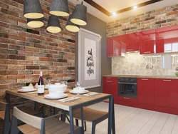 Oshxona ichki qismidagi loft uslubidagi devor qog'ozi