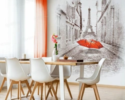 Photo wallpaper for the kitchen in the interior for a small kitchen