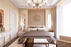 Bedroom design wallpaper in beige tones photo
