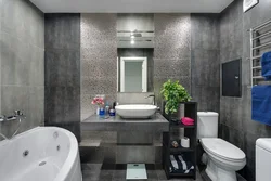 What color goes with gray in a bathroom interior