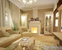 Living Room Interior In Golden Beige