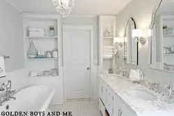 Bathroom design with white door