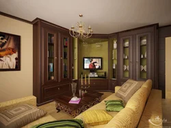 Living room interior with window and two doors