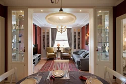 Living room interior with window and two doors