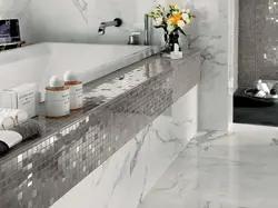 Large format tiles in the bathroom interior