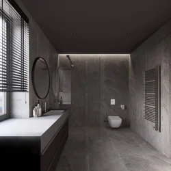 Large format tiles in the bathroom interior