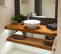 Bath Interior With Wooden Countertop