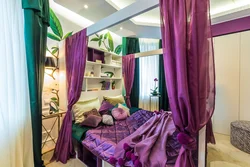 Bedroom interior green lilac
