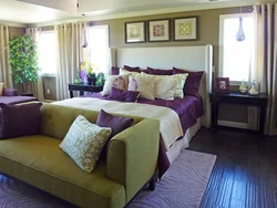 Bedroom interior green lilac