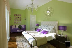 Bedroom interior green lilac