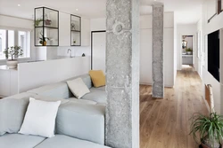 Column in the bedroom interior