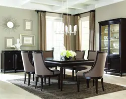 Table and chairs in the living room in a modern style photo