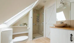 Bathroom design under the stairs in the house