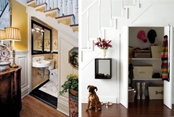 Bathroom design under the stairs in the house