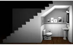 Bathroom design under the stairs in the house