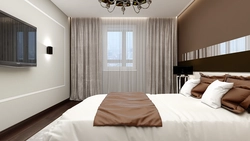 Bedroom in gray-brown color photo