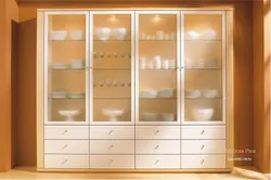 Photo of living room cabinets with glass