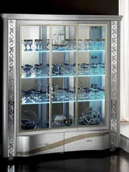 Photo of living room cabinets with glass