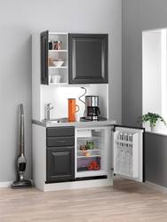Kitchen with mini refrigerator photo