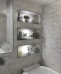 Bathroom built into a niche photo