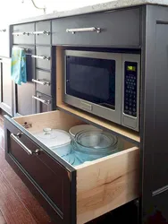 Kitchen design with microwave in the closet