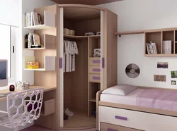 Bedrooms For A Small Room With A Corner Wardrobe Photo