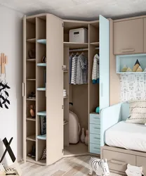 Bedrooms for a small room with a corner wardrobe photo