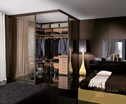 Bedroom interior with balcony and dressing room