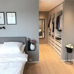 Bedroom interior with balcony and dressing room