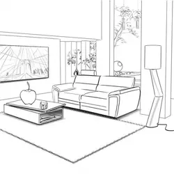 How to draw living room interior