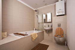 Warm bathroom interior