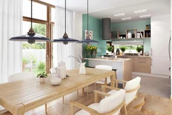 Kitchen design 20 sq m with access to the terrace