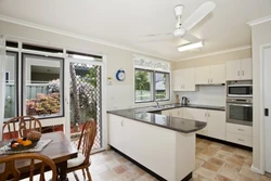 Kitchen design 20 sq m with access to the terrace