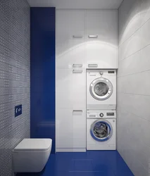 Washing machine drying machine in the bathroom interior