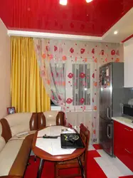 What kind of curtains for a red kitchen photo