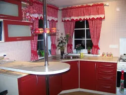 Какие шторы на красную кухню фото