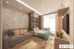 Room and living room in one room 17 sq m photo