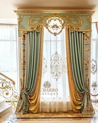 Klassik Üslubda Fotoşəkildə Lambrequin Ilə Oturma Otağı Üçün Pərdələr
