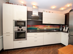 Straight kitchens with built-in appliances photo