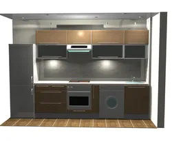 Straight kitchens with built-in appliances photo