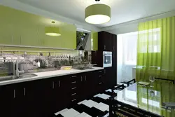 Kitchen interior in black and green