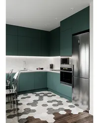 Kitchen interior in black and green