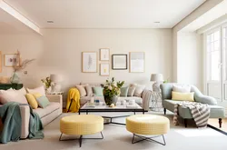 Living room interior yellow beige