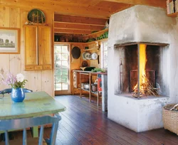 Interior of a country house kitchen with stove
