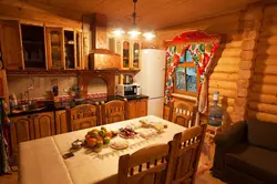 Interior of a country house kitchen with stove