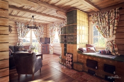 Interior Of A Country House Kitchen With Stove