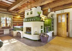Interior of a country house kitchen with stove