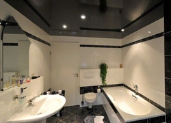 Black suspended ceiling in the bathroom photo